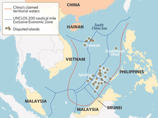 China’s nine-dash line claims more than 80% of the South China Sea.