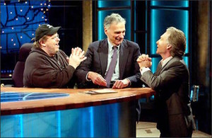 Bill Maher and Michael Moore beg Ralph Nader not to run in 2004