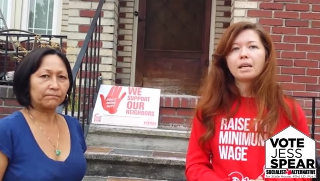 Video: Socialist Candidate Jess Spear Risks Arrest Protesting Home Foreclosure