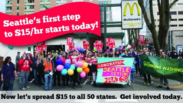 We Won! Steps to $15 Begin Today in Seattle