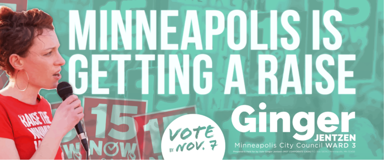 Ginger Jentzen Campaign: Build a Movement for the 99% in Minneapolis
