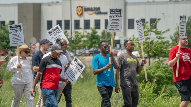 Amazon Workers Walkout on Prime Day at the MSP1 Warehouse in Shakopee, MN
