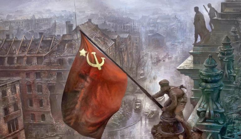 End of the Second World War: Soviet Flag Raised over the Reichstag