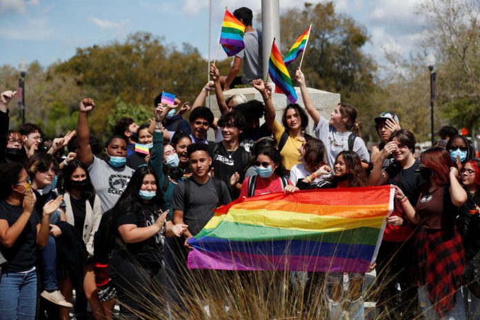 Image: Students walk out of school to protest law known as